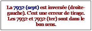 Zone de Texte: La 7932 (sept) est inverse (droite-gauche). C'est une erreur de tirage. Les 7932 et 7932 (ter) sont dans le bon sens. 

